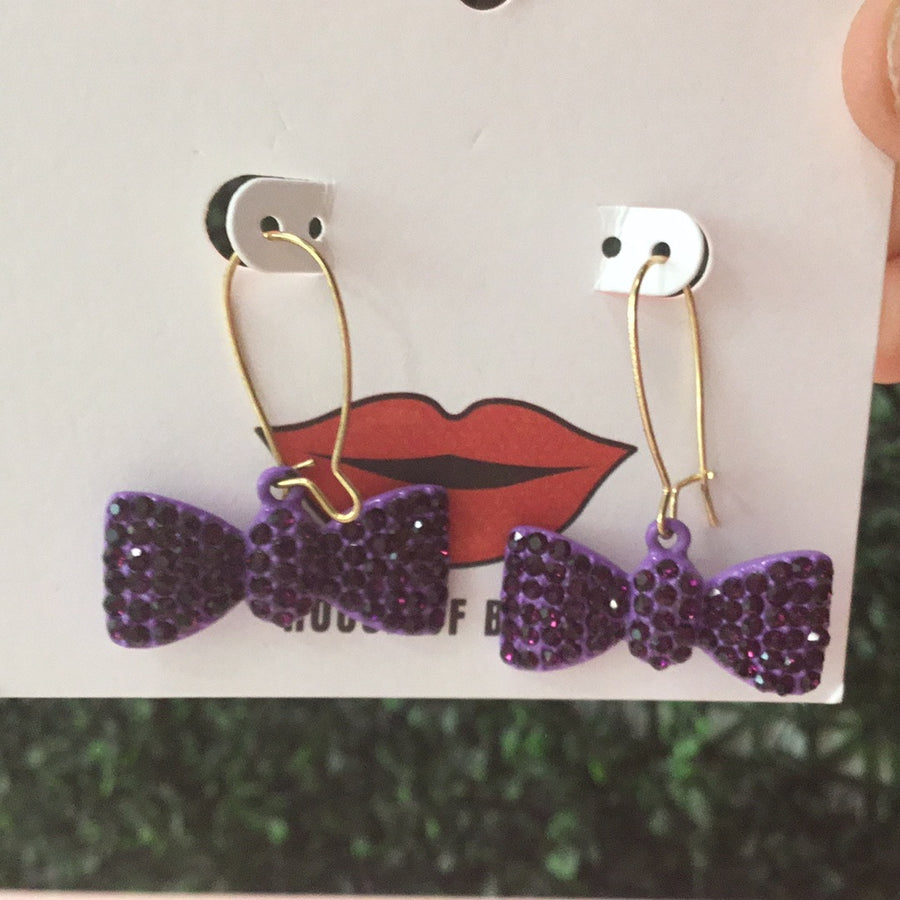 Purple ribbon earrings