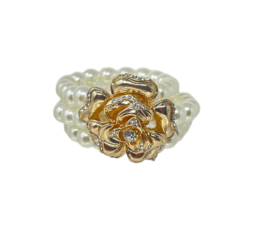 Golden Flower Pearl Bracelet