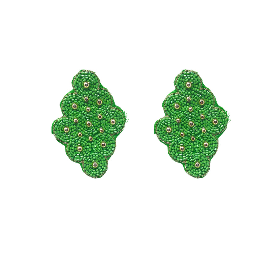 Green Button Earrings
