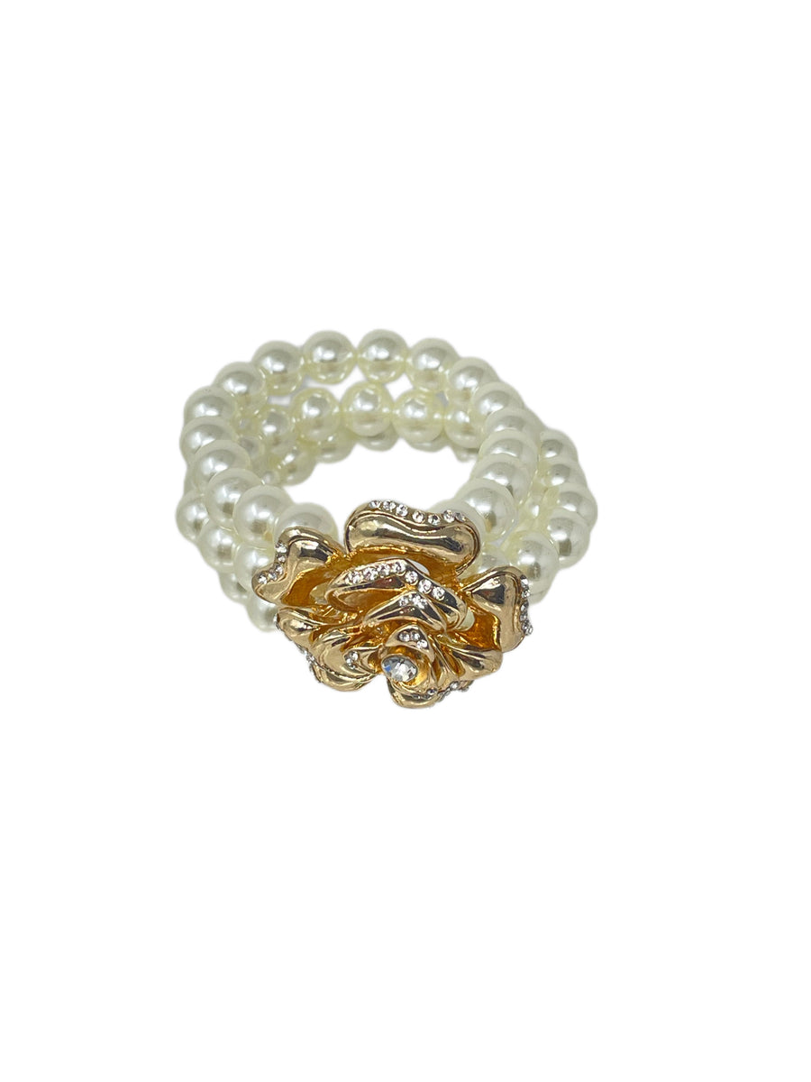 Golden Flower Pearl Bracelet