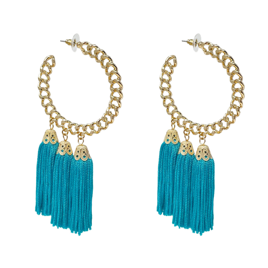 Gold and blue earrings