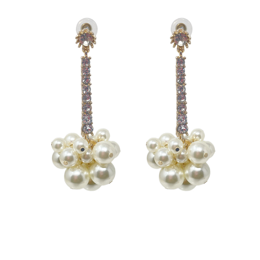 Pearl Drop Cluster Earrings