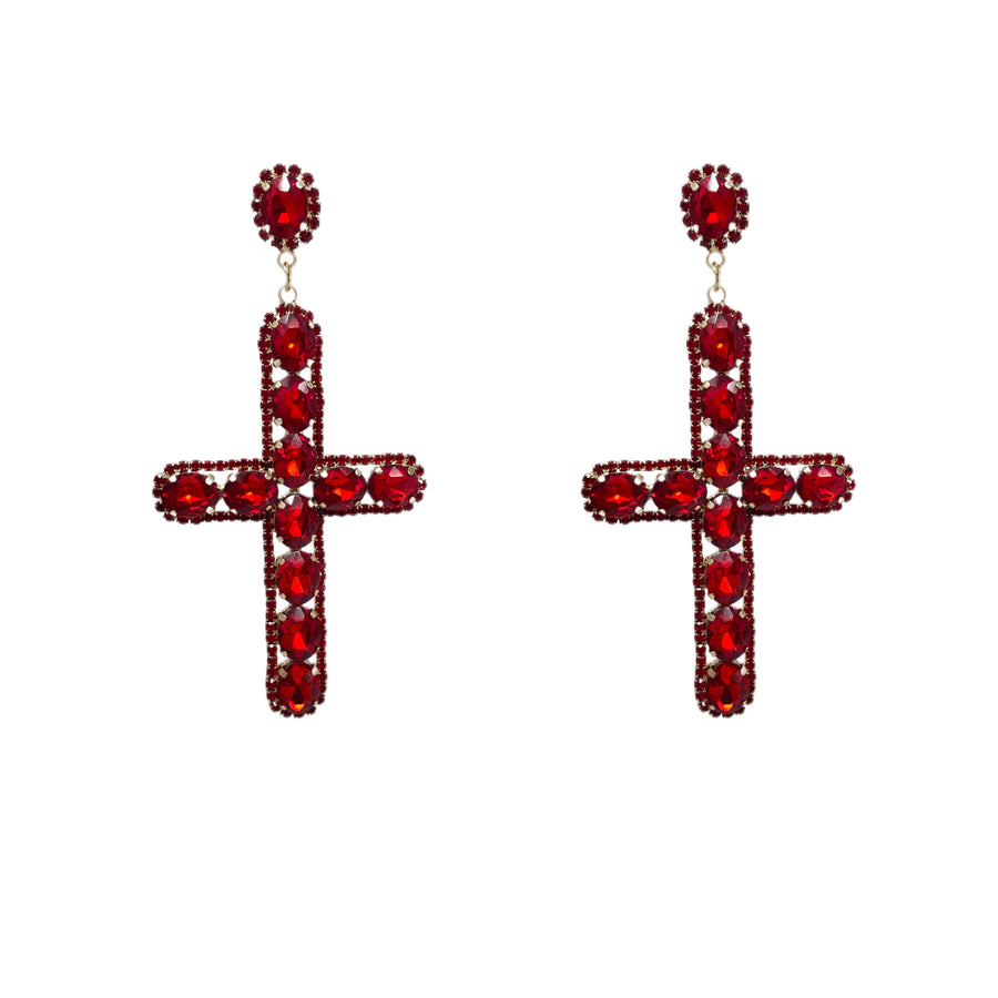 Crimson Crossed Earrings