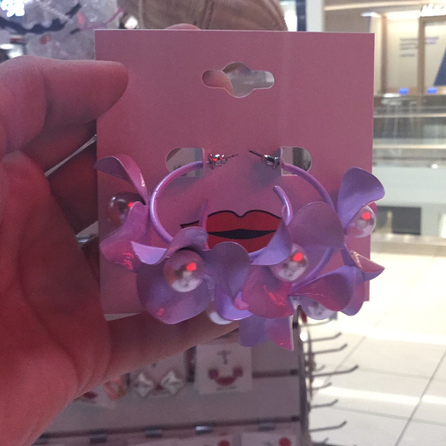 Purple flower earring
