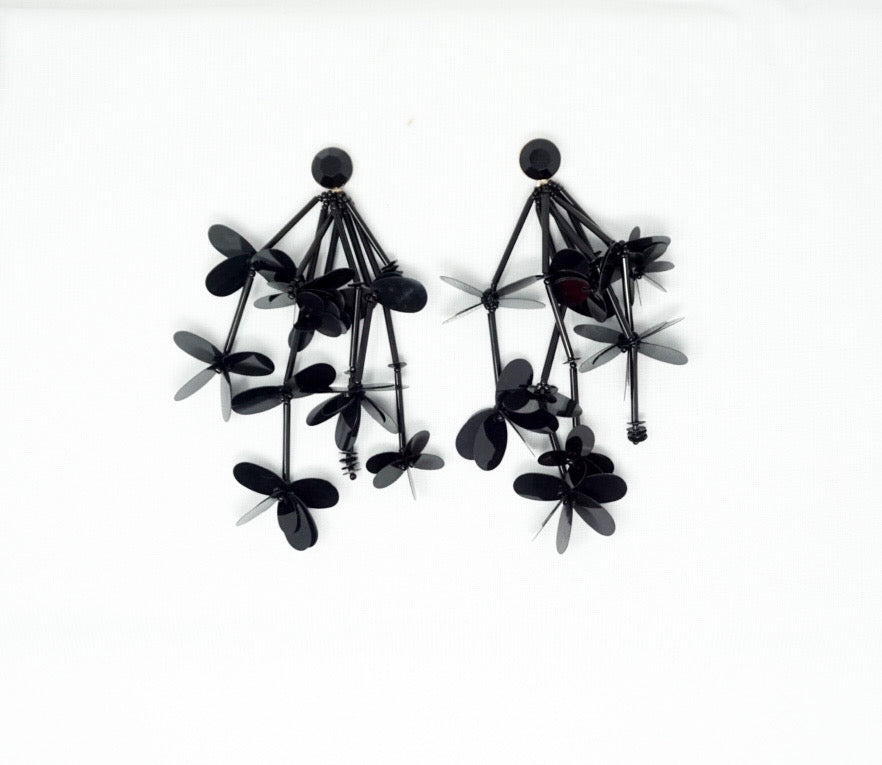 Black Floral Vines Earrings