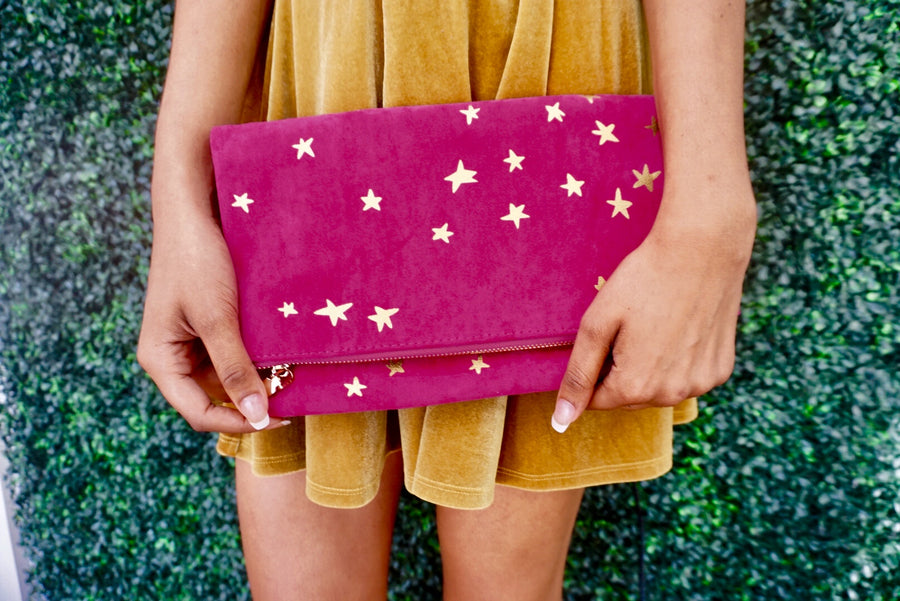 Stars and Suede Clutch