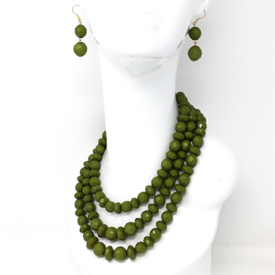 Olive Green Necklace Set