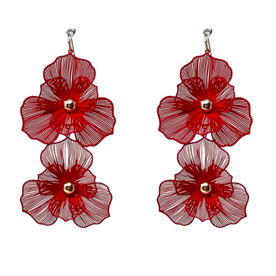 Two Flower Drop Earrings