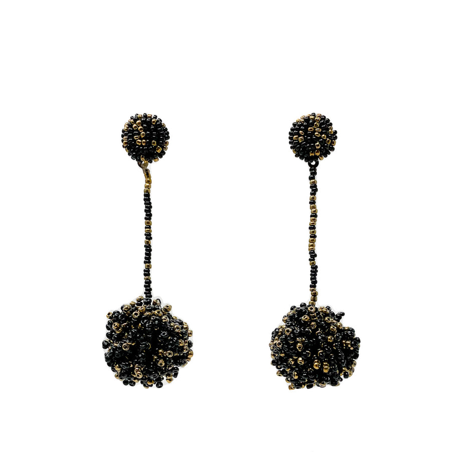 Black and Gold Beaded Ball Dangle
