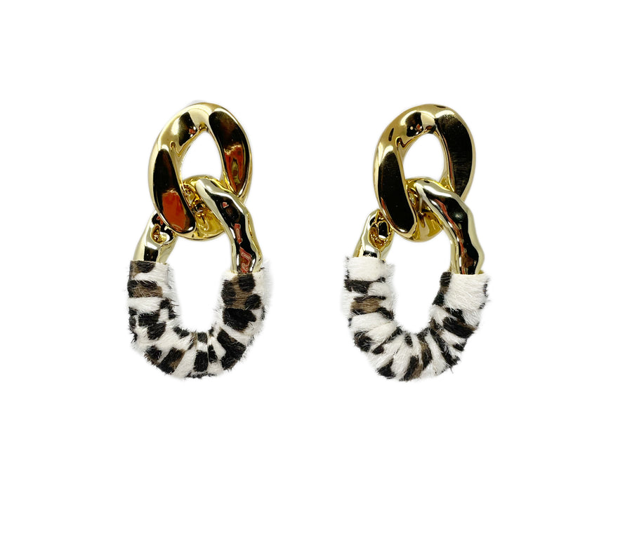 Gold cheetah hoops