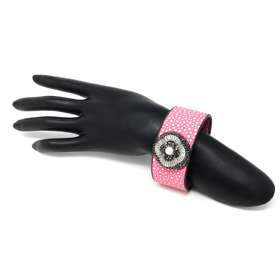 Pink Leather Cuff