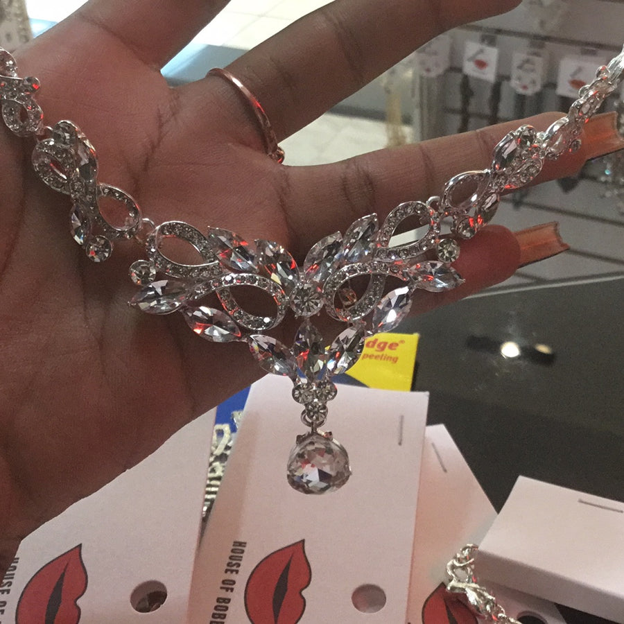 Rhinestone infinity necklace