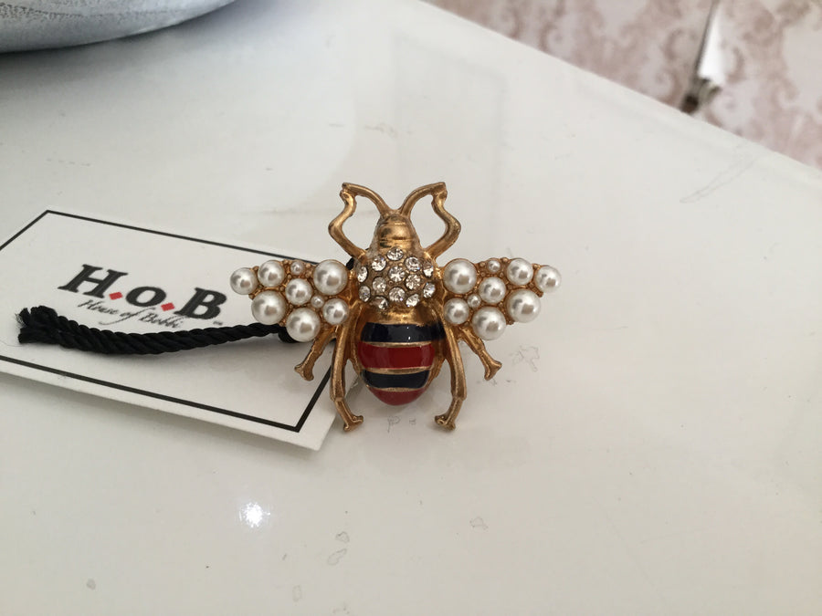 Busy Bee Ring- Ruby Pearl