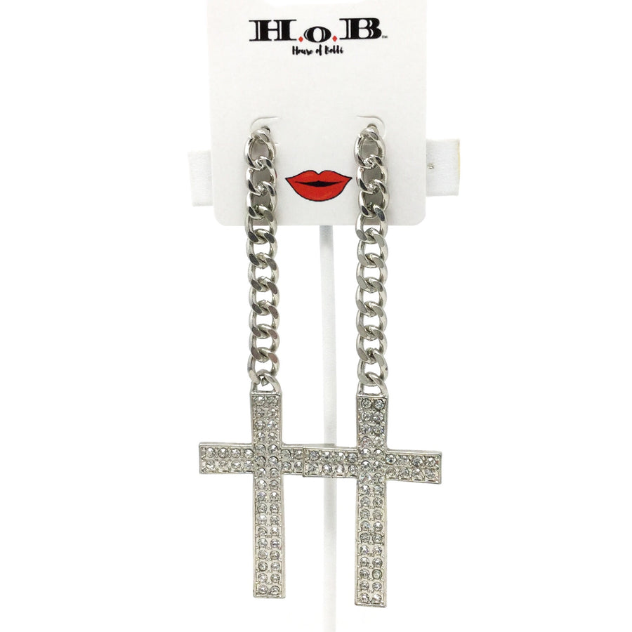 Chain and Cross Earrings