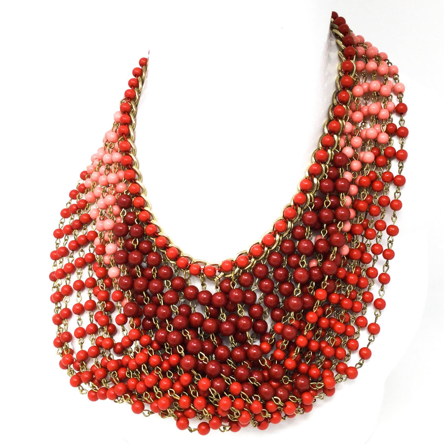 Red and Pink Beaded Necklace