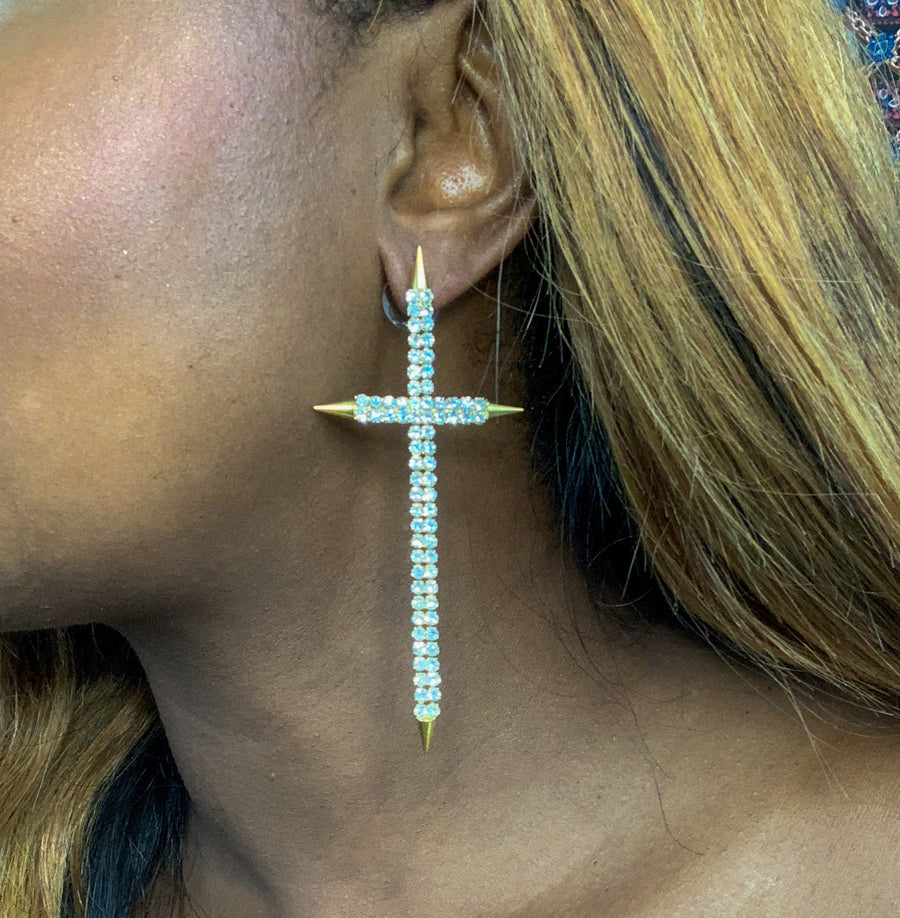 Crystal Cross Earrings