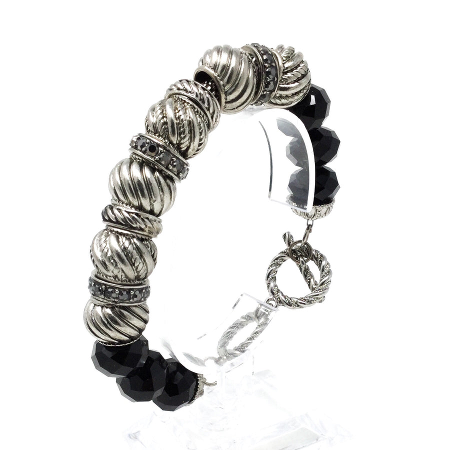 Black and Silver Beaded Bracelet