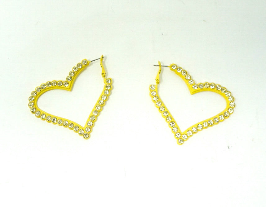 Yellow Heart Bling Earrings