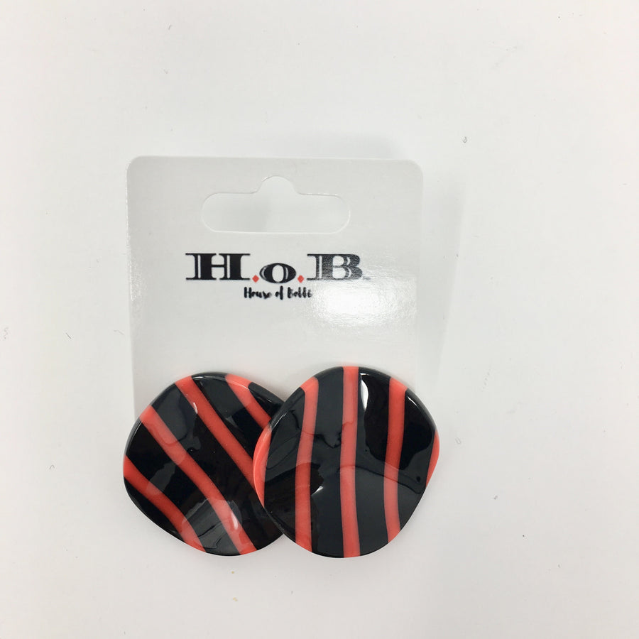 Red/black Striped Stud Earrings