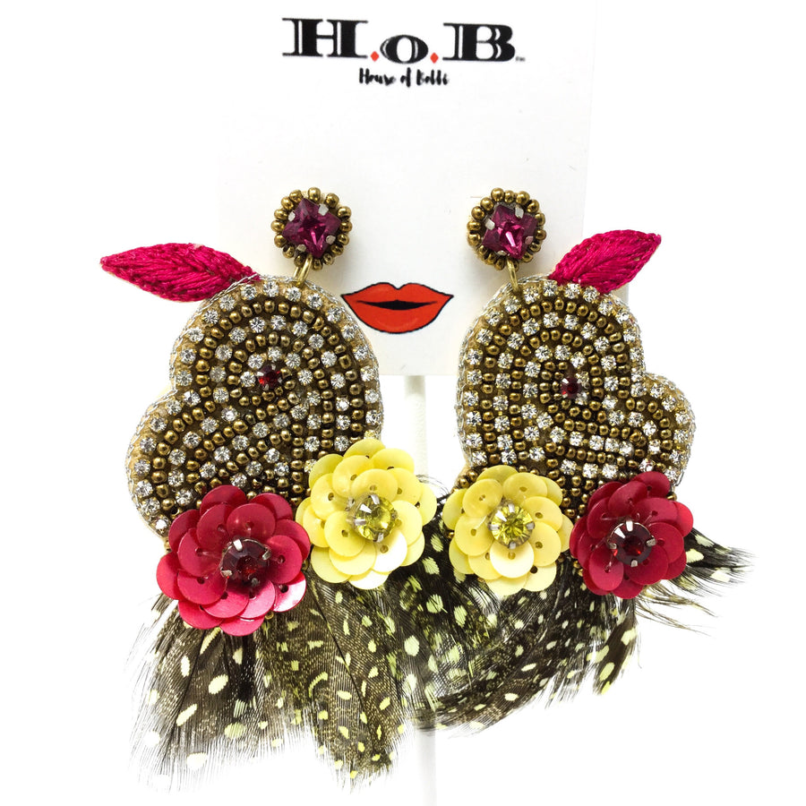 Flowers and Feathers Earrings