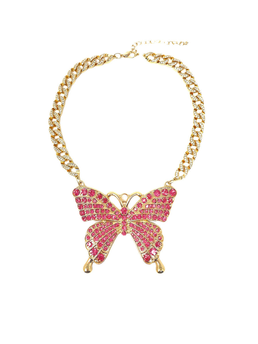 Pinky Butterfly Necklace