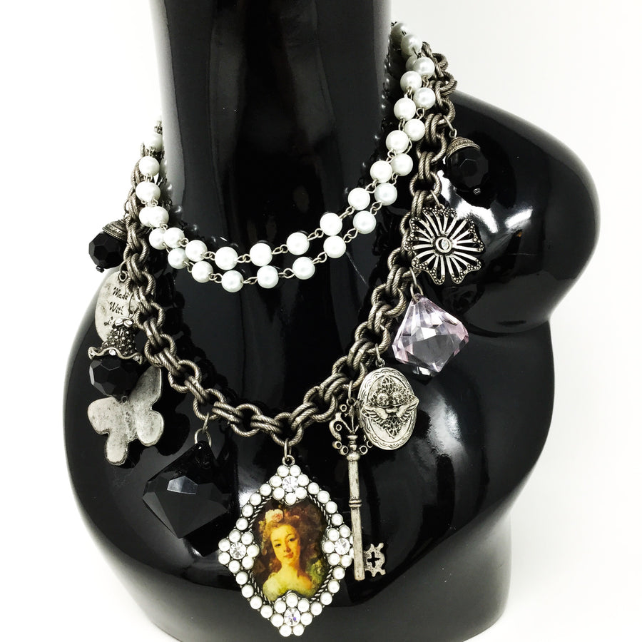 Pearl Charm Necklace with Portrait
