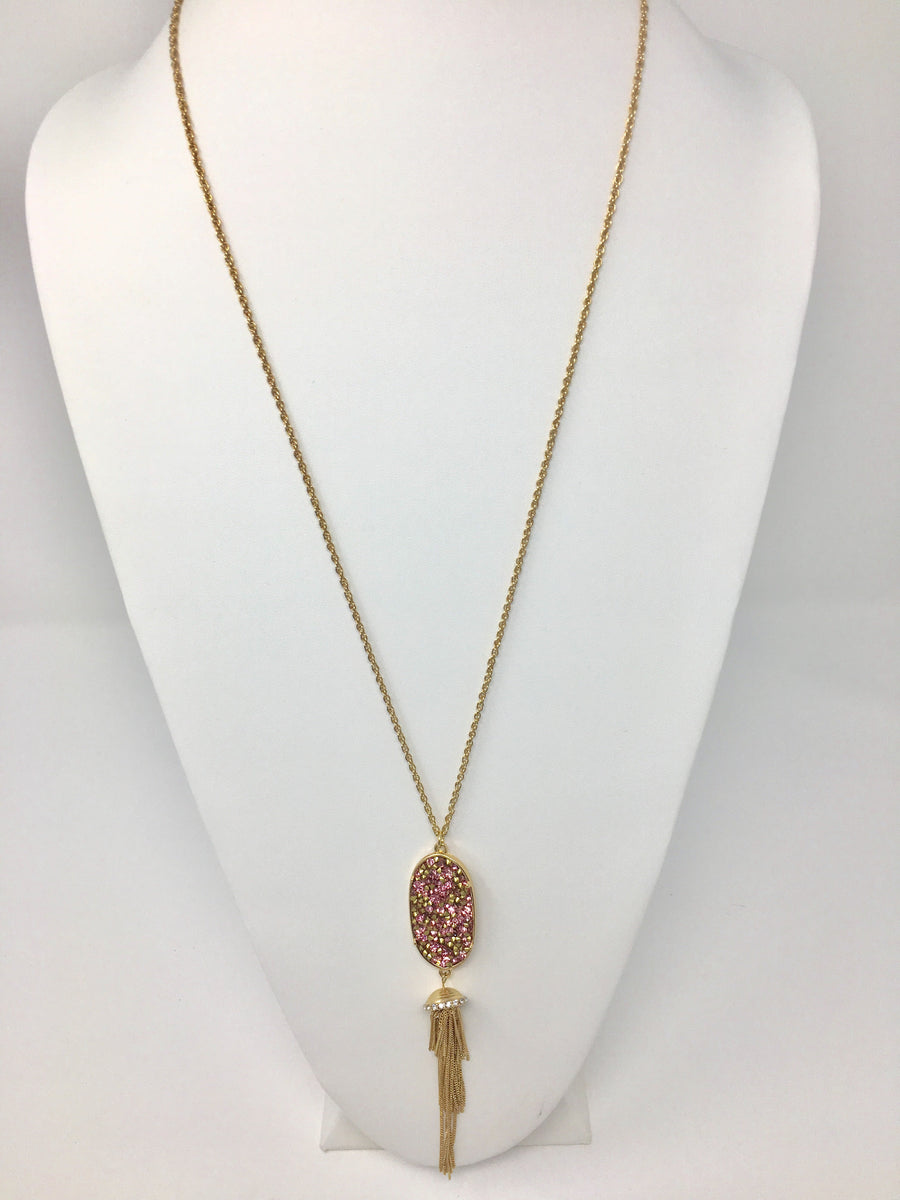 Pink And Gold Long Necklace