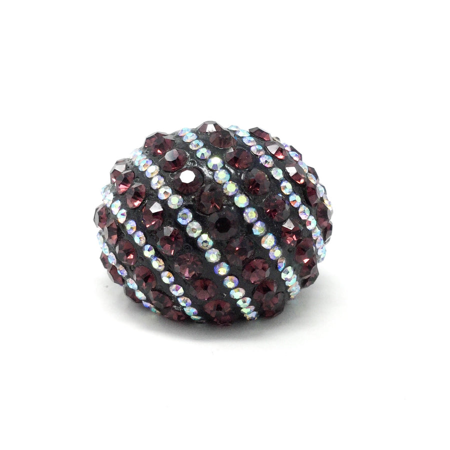 Black Ring with Stone Stripes