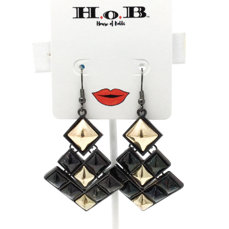 Black and Gold Triangle Earrings