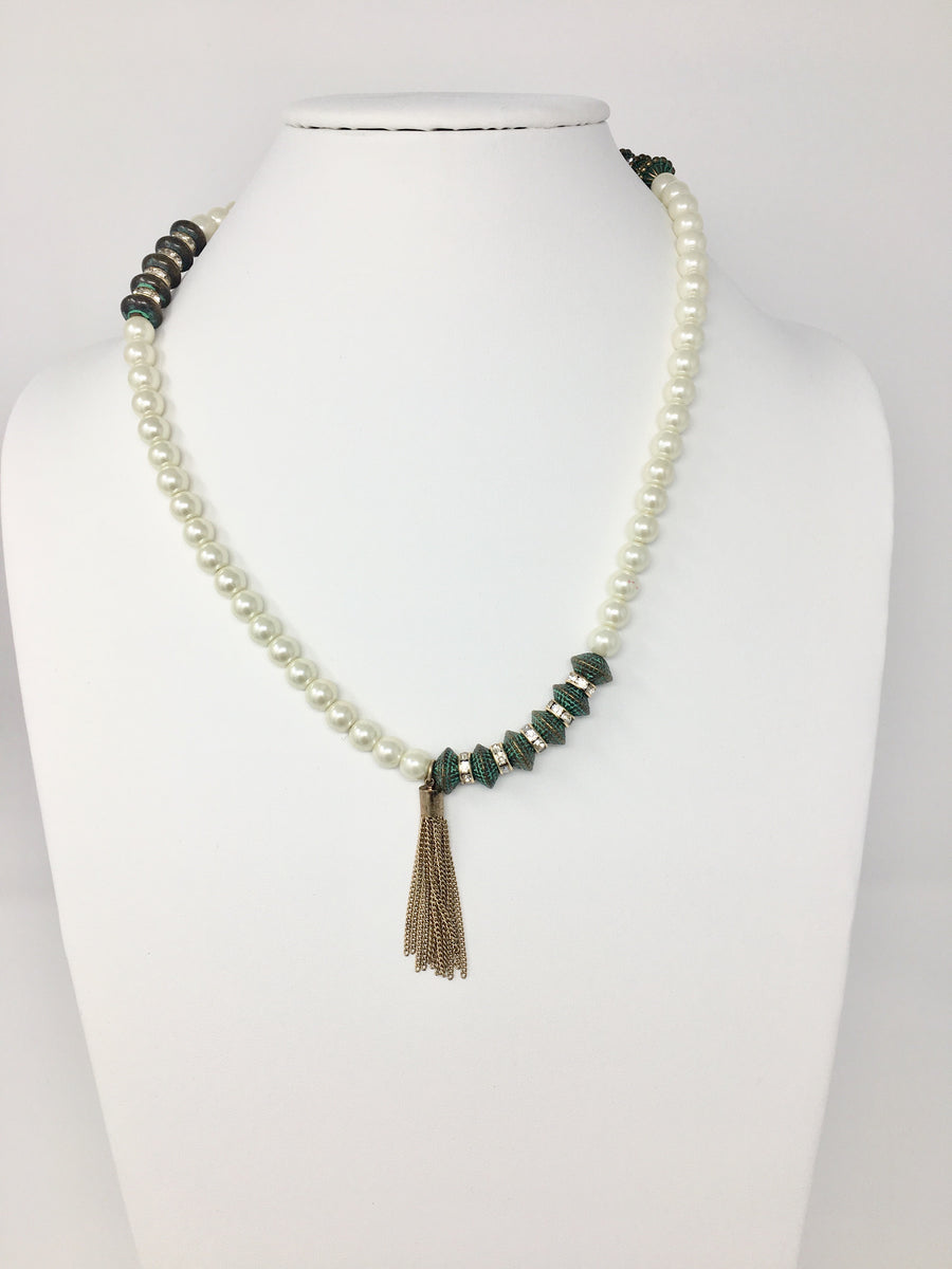 Pearl And Green Necklace