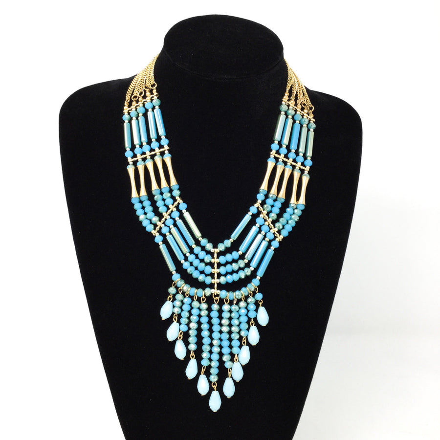 Blue and Gold Statement Necklace