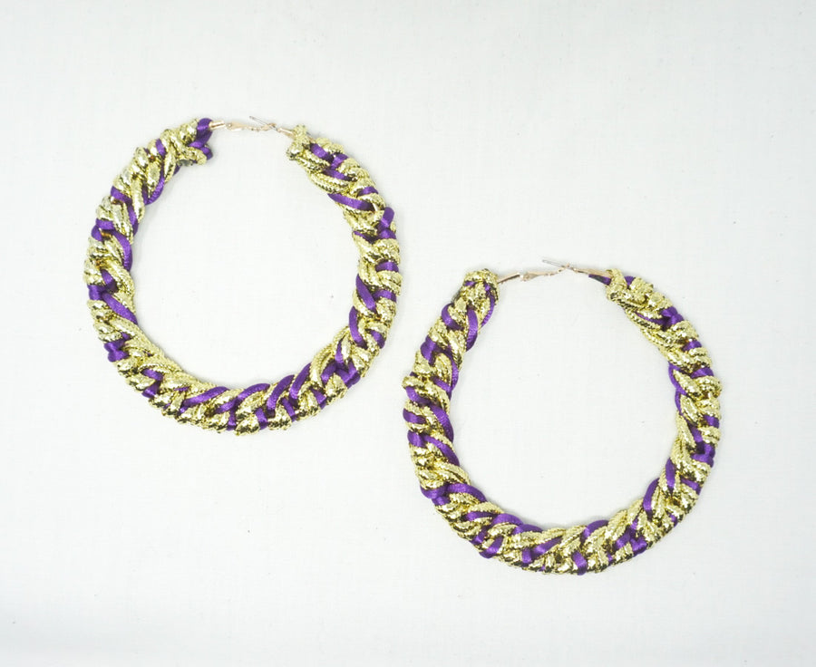 Purple n’ Gold Large Hoops