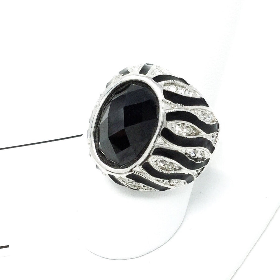 Striped Black Gem Ring