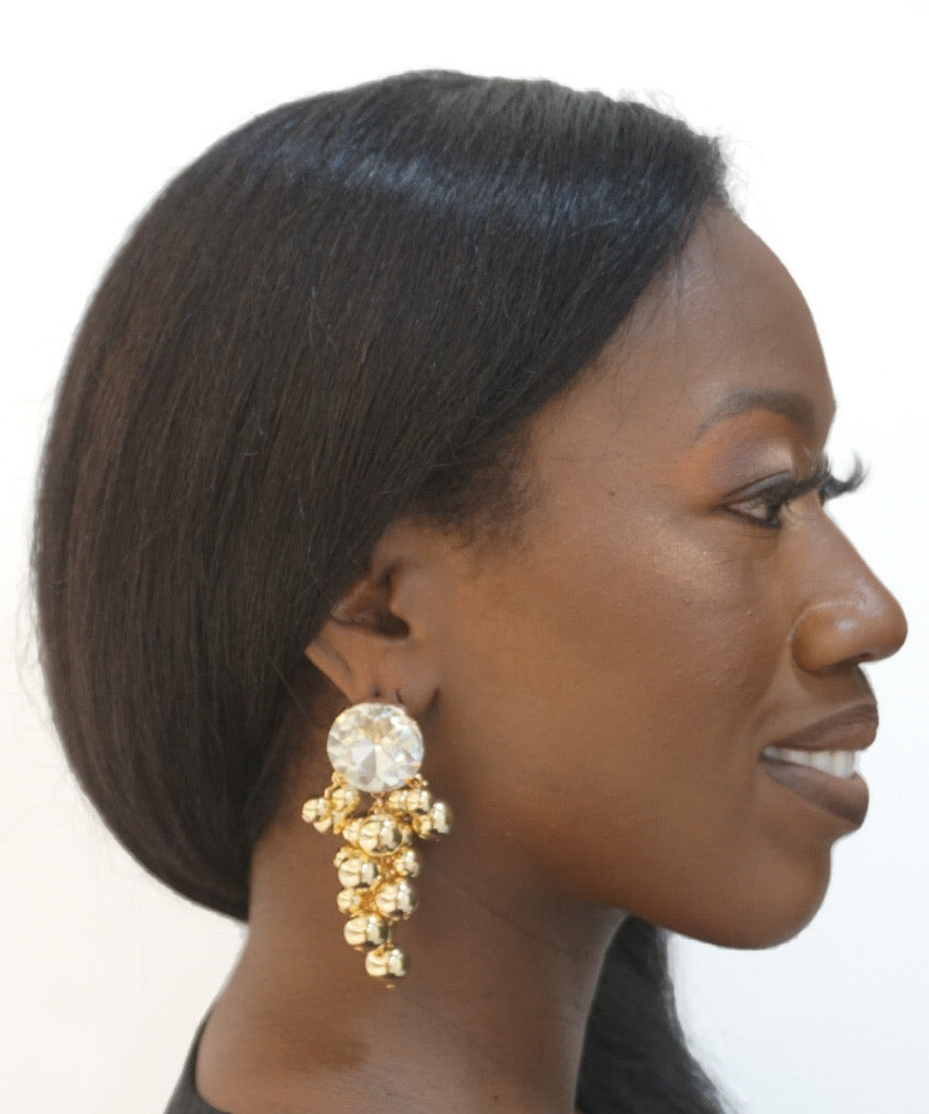 Gem Jingle Gold Pearl Earrings