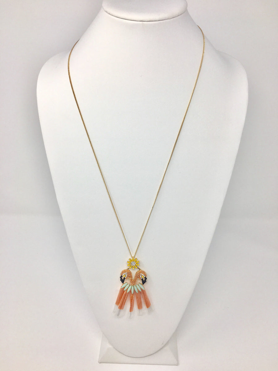 Peach Flamingo Necklace Set