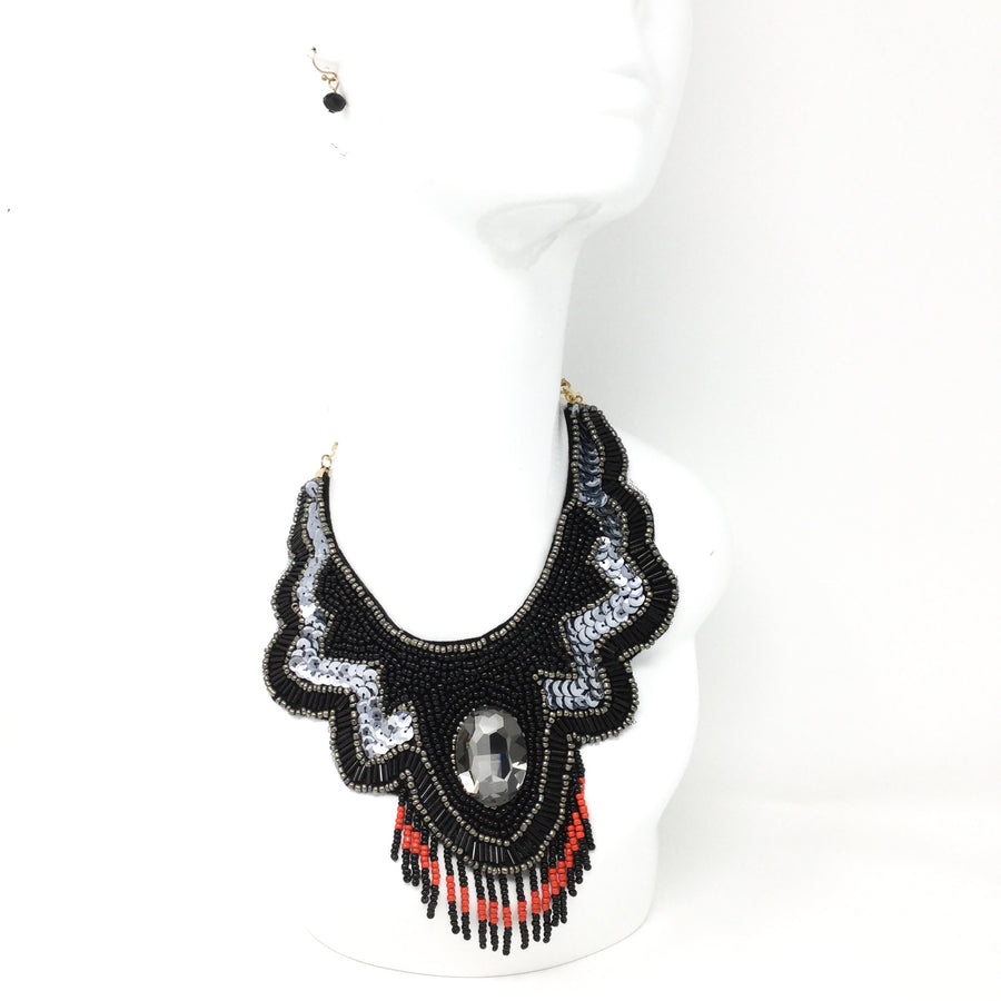 Black and Red Tribal Necklace