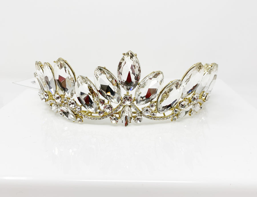 Gold white gem tiara