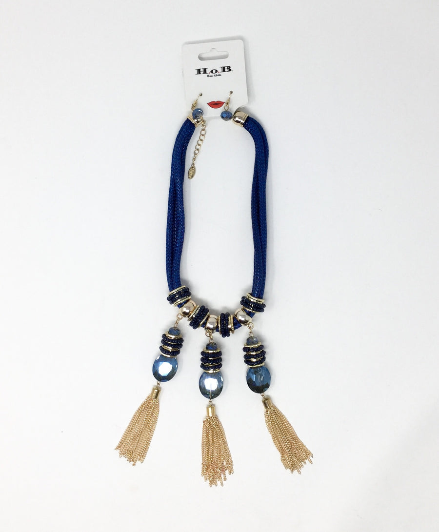 Crystal blue necklace set