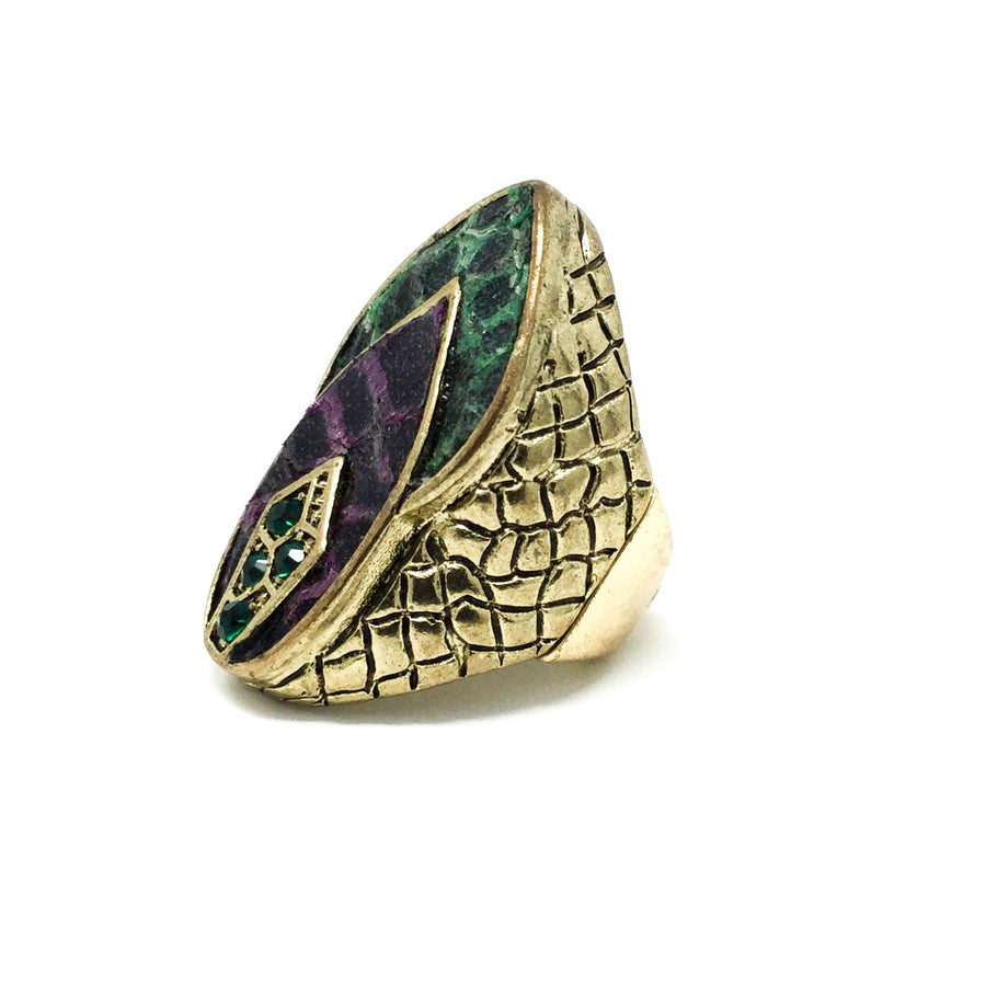 Green and Purple Snake Ring